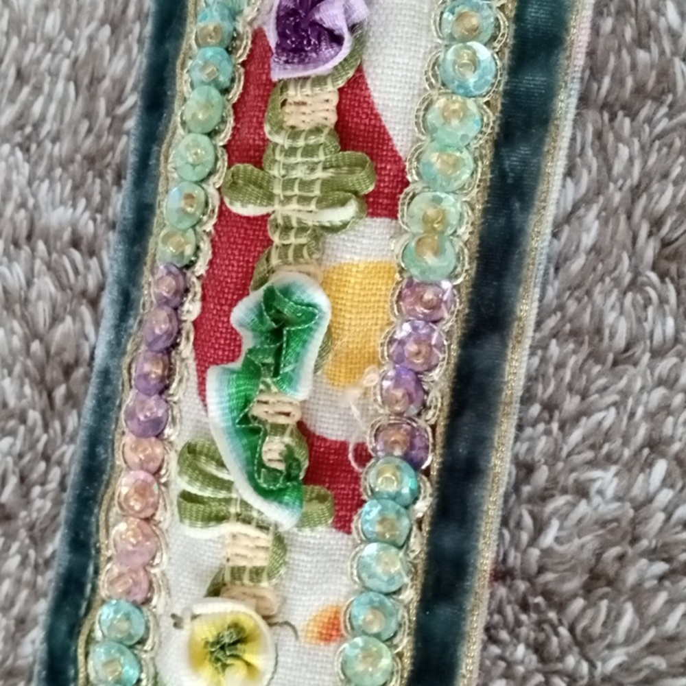 Y2K Style Linen Tie Belt Sequin And Ribbon Rosette - Picture 4 of 9